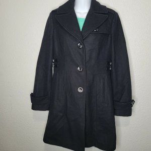 Kenneth Cole Wool Blend Pea Coat - Black - Size 4